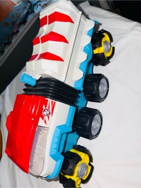 Paw Patrol Red, White, Blue & Yellow Monster Rescue Truck Push Blue Button to go